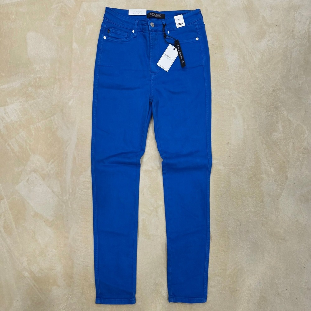 Judy Blue Firecracker Tummy Control Skinny Jeans Royal Blue 7/28 53753 NWT